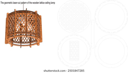 El patrón geométrico cortado por láser de la lámpara de techo de celosía de madera