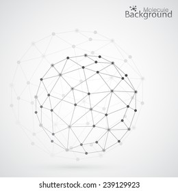 Geometric lattice , molecules in the circle. Round composition of the molecular lattice. Composition for your design.