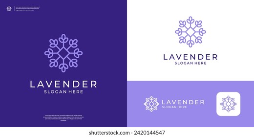 Plantilla de diseño del logotipo de flor de lavanda geométrica