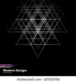 Geometric layout. Black and white mosaic background.