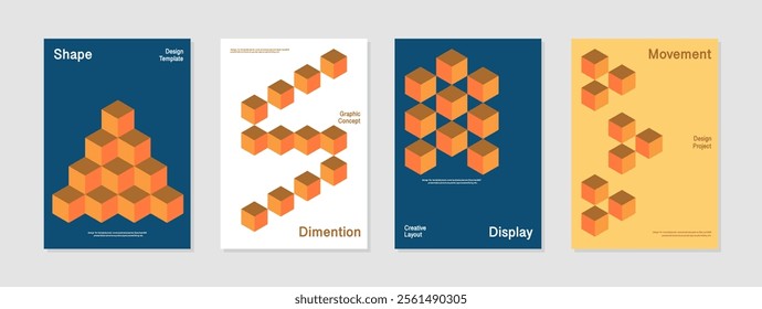 Geometric layout design creative template. This is a abstract background template vector illustration. yellow green white orange gold. Design for book cover, brochure, poster, banner, marketing