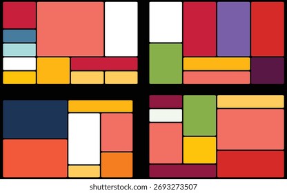 Geometric layout grid template set for website wireframes and visual compositions