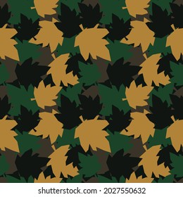 Geometric Leaf Forest Camo Pattern Seamless Vector Illustration. Tile Repetition Texture Wallpaper Background Design.