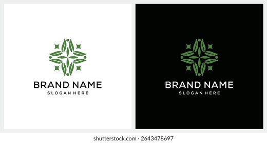 design do logotipo da natureza da folha geométrica, vetor gráfico do ornamento
