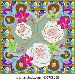 Geometric leaf ornament. Graphic modern pattern. Seamless abstract floral pattern in blue and pink colors. Cute vector background.