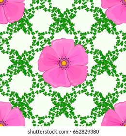 Geometric leaf ornament. Graphic modern pattern. Cute vector background. Seamless pattern with cosmos flowers. Seamless abstract floral pattern on a beige background.