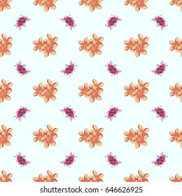Geometric leaf ornament. Seamless abstract floral pattern in green and pink colors. Cute vector background. Graphic modern pattern.