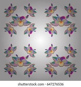 Geometric leaf ornament. Seamless abstract floral pattern in violet and pink colors. Cute vector background. Graphic modern pattern.