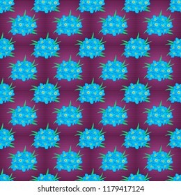 Geometric leaf ornament. Seamless pattern with forget-me-not flowers. Cute vector background. Seamless abstract floral pattern in purple, blue and violet colors. Graphic modern pattern.
