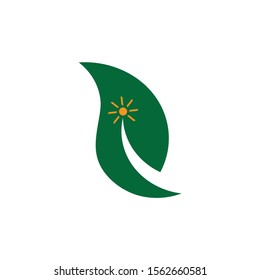 geometric leaf sun symbol logo vector