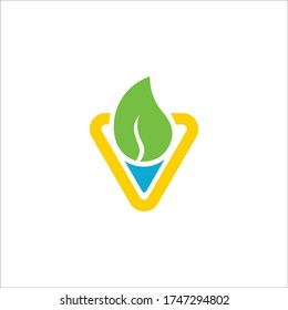 geometric leaf water triangle nature symbol logo vector