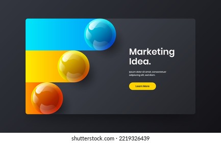 Geometric leaflet design vector illustration. Premium realistic spheres company identity layout.