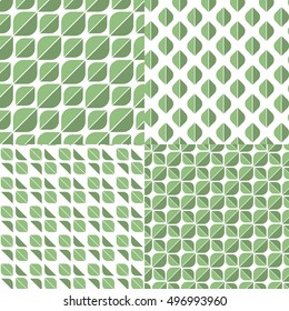 Geometric leaves design. Vector seamless background with floral motif. Simple minimalistic botanical texture.