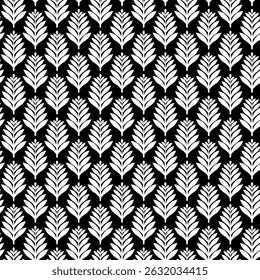 Geometric leaves organic floral pattern for textile, fabric print, wallpaper, wrapping paper.  vector textured background.	