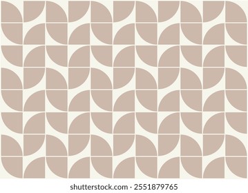 Patrón de hojas geométricas en beige y rosa pastel inspirado en el estilo de diseño moderno de mediados de siglo. Ilustración gráfica para una decoración de pared única, textiles y diseño de interiores.