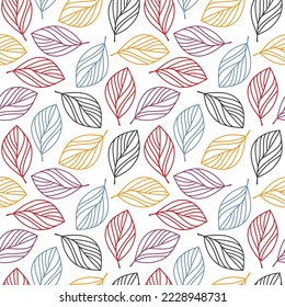 Geometric leaves seamless pattern vector. Abstract linear branches floral backdrop illustration. Wallpaper, background, fabric, textile, print, wrapping paper or package design.