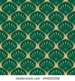 Geometric leaves vector seamless pattern. Abstract vector texture. Leaf background 