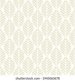 Geometric leaves vector seamless pattern. Abstract vector texture. Beige leaf background 