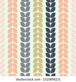 Geometric leaves.Vertical Abstract Mint backgropund leaves Vector seamless repeat pattern.Perfect for Baby shower backdrops, Party decor and products,stationary, fabrics, 