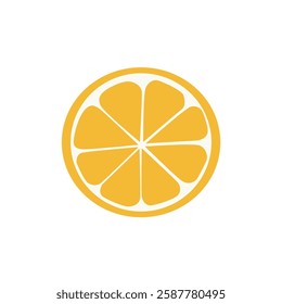 Geometric lemon slice icon on isolated white background. Minimalist lemon logo. Vector illustration cartoon flat style
