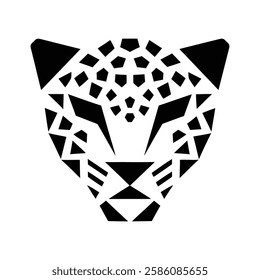 Geometric Leopard Head Logo Design art vector illustration. leopard icon, jaguar icon, cheetah icon