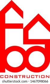 Geometric letter B, D logo with roof shape top in red, construction business emblem.  