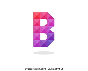 Geometric Letter B logo with perfect combination of red-blue colors. Vector illustration.