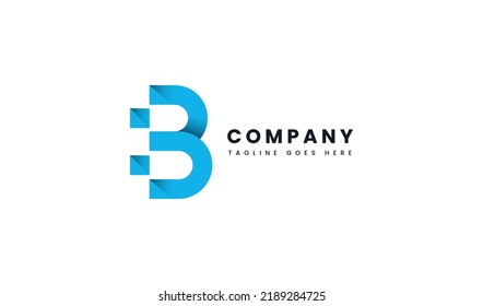 Logo de corte de papel de letra geométrica B. Usable para logotipos de marcas de empresas y empresas. Elemento de plantilla de diseño de logotipo de vectores planos.