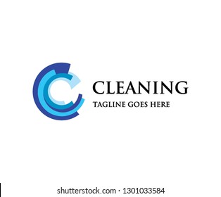 geometric letter C initial for cleaning logo icon vector template