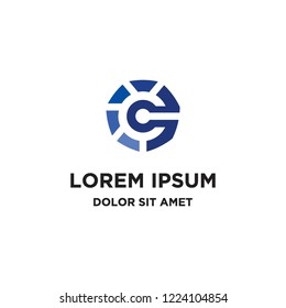 geometric letter C initial logo icon vector