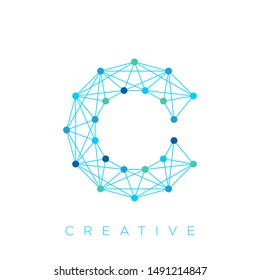 geometric letter C logo design vector