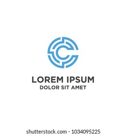 geometric letter C logo icon vector