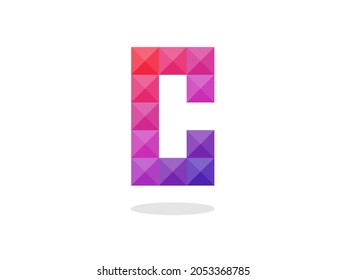 Geometric Letter C logo with perfect combination of red-blue colors. Vector illustration.