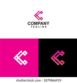 The geometric letter c logotype for brand or company with text.
Vector illustration.Letter c logo modern, icon flat and vector design template. 
