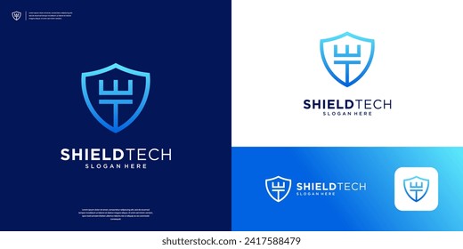 Geometric letter C shield logo design inspiration