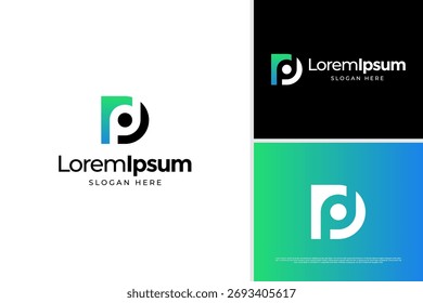 Geometric letter D concept logo design template with people icon