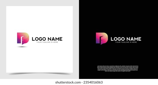 Geometric letter D with Door element icon logo vector. D initial logo vector template