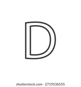 Diseño geométrico del logotipo de la letra D, Vector moderno del alfabeto del contorno, símbolo inicial minimalista para la marca Corporativa y la identidad tecnológica