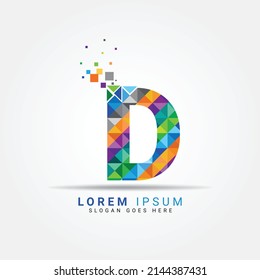 Geometric letter D logo with perfect combination of colors. Good for business logo, design element, t-shirt design, print use