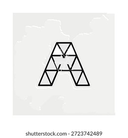 Letra geométrica um desenho com formas triangulares sobre um fundo cinza claro
