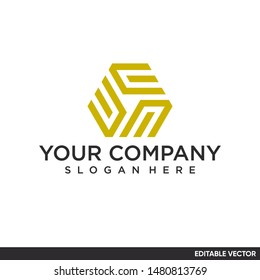 Geometric letter E logo gold modern design
