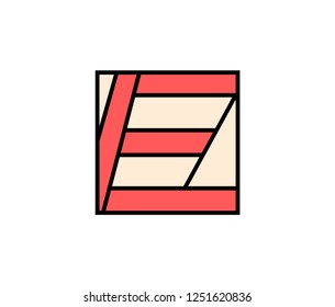 Geometric letter E logo, Square shape symbol.