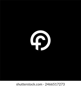 geometric Letter F and circle logo concept vector icon