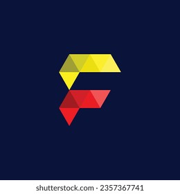 Geometric Letter F tech logo icon design