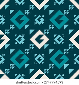 Geometric Letter G Pattern Seamless Background with Triangle Decoration Textile