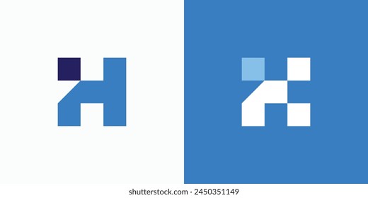 Geometric letter i H initial vector logo design with a modern, simple, clean and abstract style.