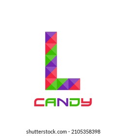 Geometric letter L with perfect combination of bright purple, red, and green colors. Good for business logo, design element, t-shirt design, print use, etc.
