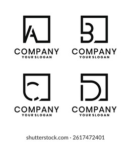 Geometric Letter Logo Design A B C D in Square Frame for Company Branding