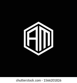 geometric letter AM logo design vector. Hexagon initial logo concept for business company