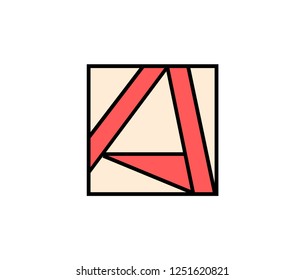 Geometric letter A logo, Square shape symbol.